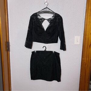 Splash Black Lace Skirt Set